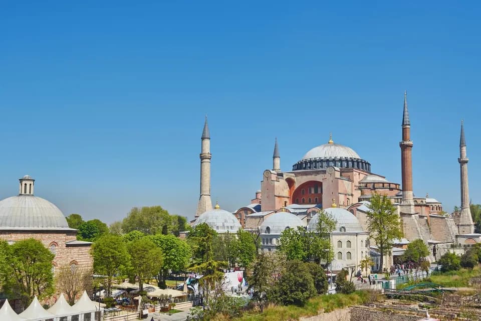 Historic domes and minarets in Istanbul, Turkey